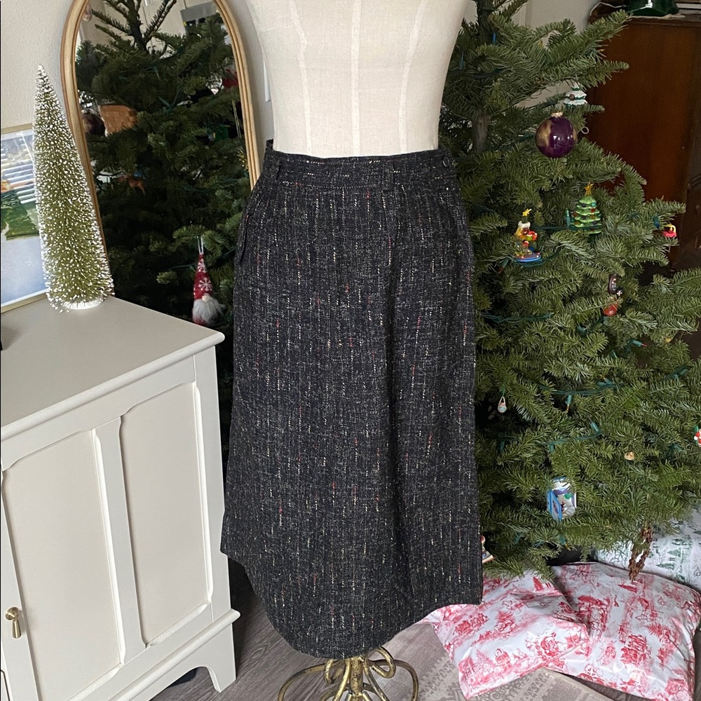 Vintage 1940s Black Multi Tweed Skirt